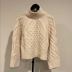 Express Cream Turtleneck Cable Knit Sweater